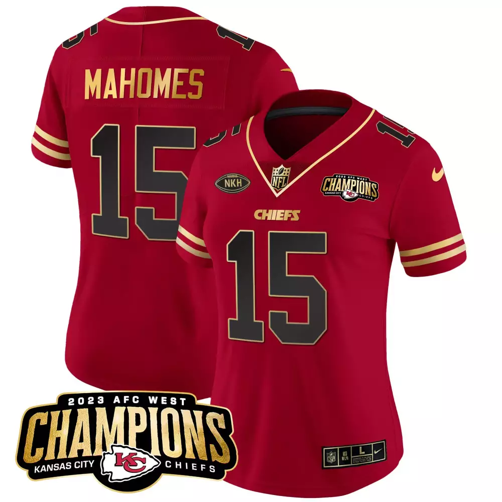 Patrick Mahomes Kansas City Chiefs 2023 AFC West Champions Patch Red Alternate Vapor Limited Jersey V2 | All Stitched | Gift Idea for Men, Women & Youth