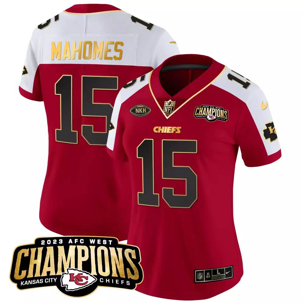 Patrick Mahomes Kansas City Chiefs 2023 AFC West Champions Patch Red Alternate Vapor Limited Jersey V2 | All Stitched | Gift Idea for Men, Women & Youth