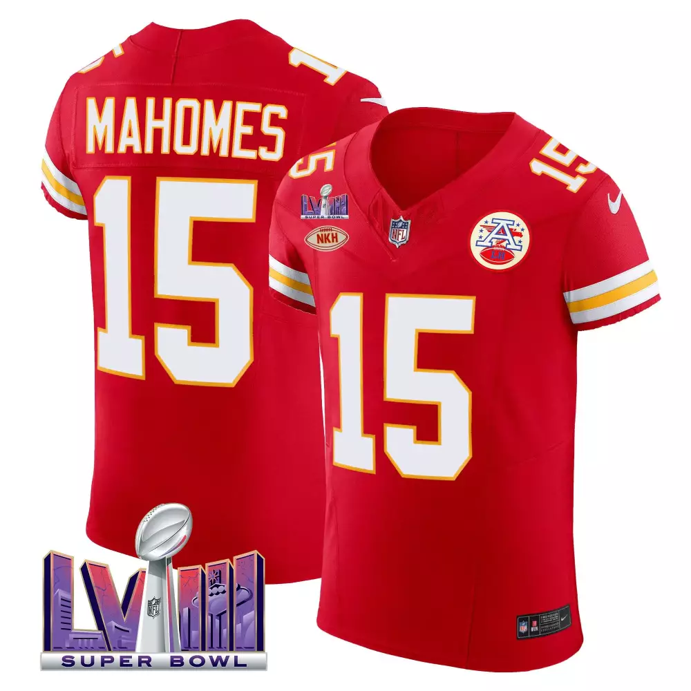 Patrick Mahomes Kansas City Chiefs Super Bowl LVIII Gold Patch Vapor Elite Jersey | Red Limited Edition | Fan Gear for Men, Women & Youth