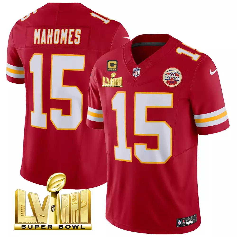 Patrick Mahomes Kansas City Chiefs Super Bowl LVIII Gold Patch Vapor Elite Jersey | Red Limited Edition | Fan Gear for Men, Women & Youth