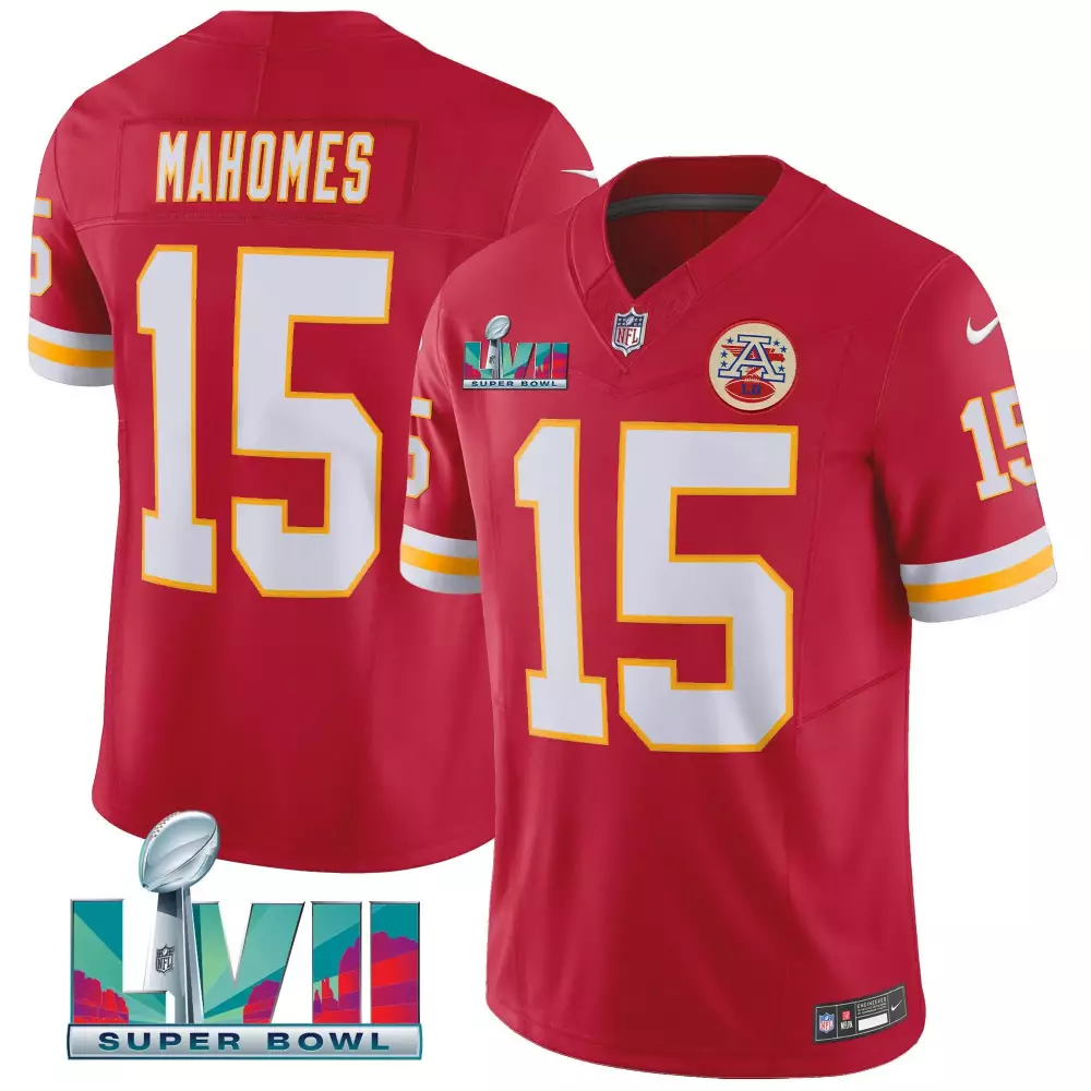 patrick mahomes red mens kansas city chiefs super bowl lviii pattern gold vapor jersey v2 all stitched