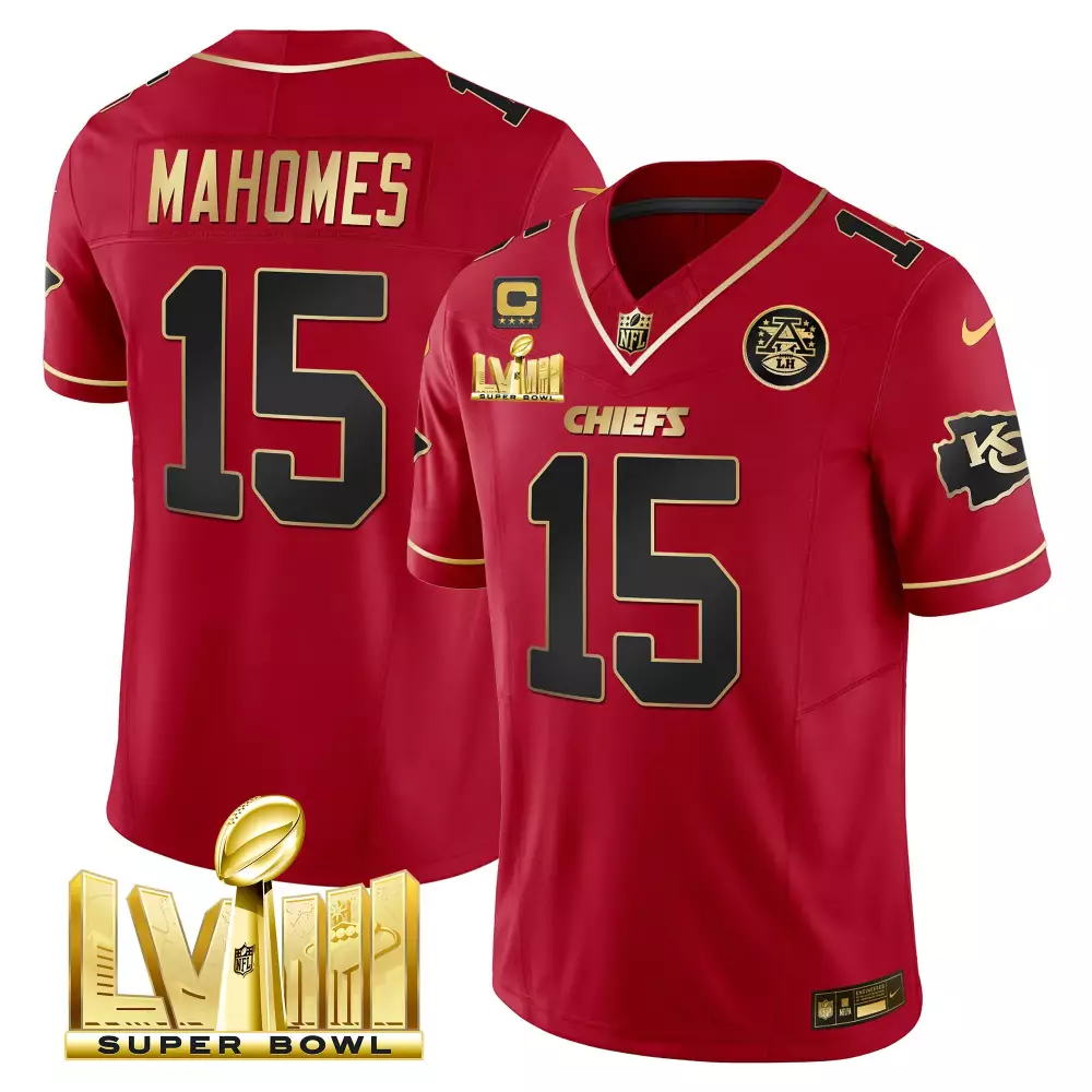 patrick mahomes red special mens kansas city chiefs super bowl lviii back 2 back patch vapor jersey v3 all stitched