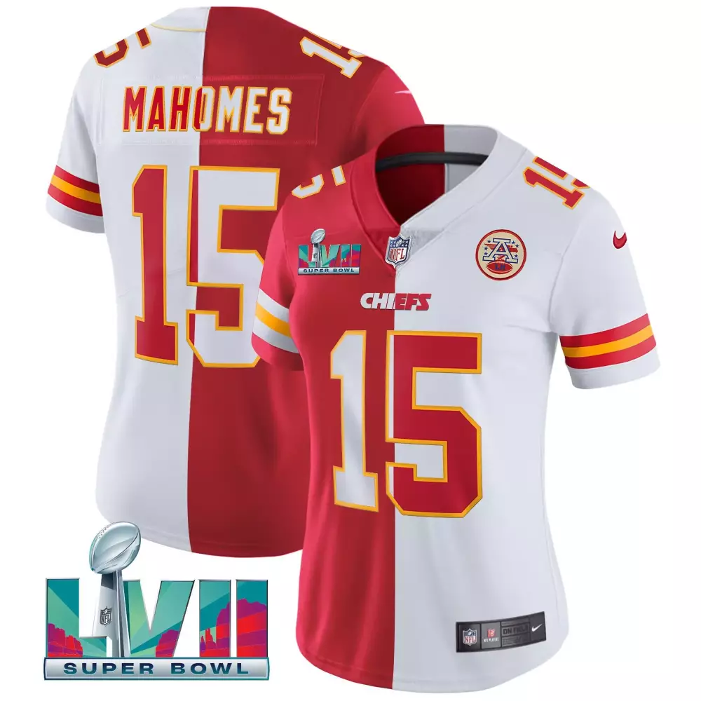 patrick mahomes split womens kansas city chiefs super bowl lviii gold patch vapor jersey v4 all stitched