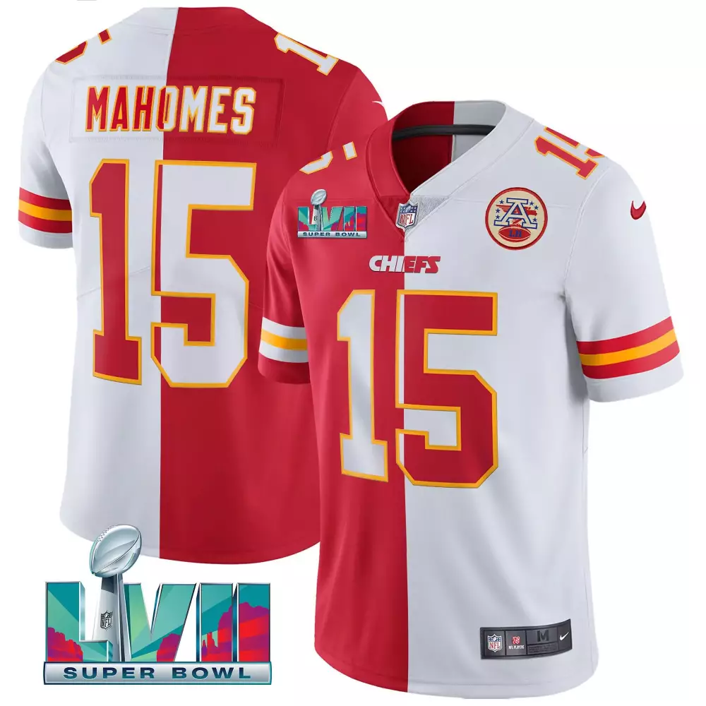 patrick mahomes split womens kansas city chiefs super bowl lviii gold patch vapor jersey v4 all stitched