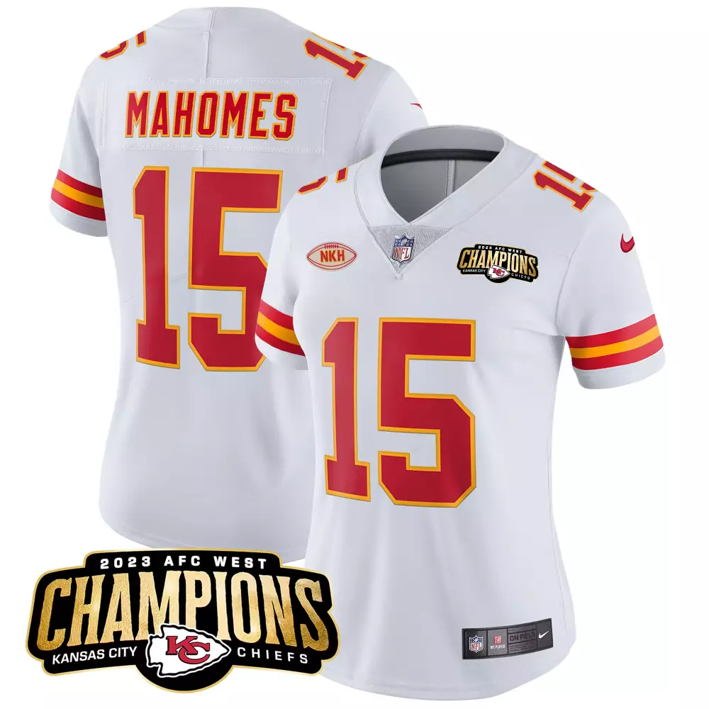 Patrick Mahomes Kansas City Chiefs 2023 AFC West Champions Patch Red Alternate Vapor Limited Jersey V2 | All Stitched | Gift Idea for Men, Women & Youth