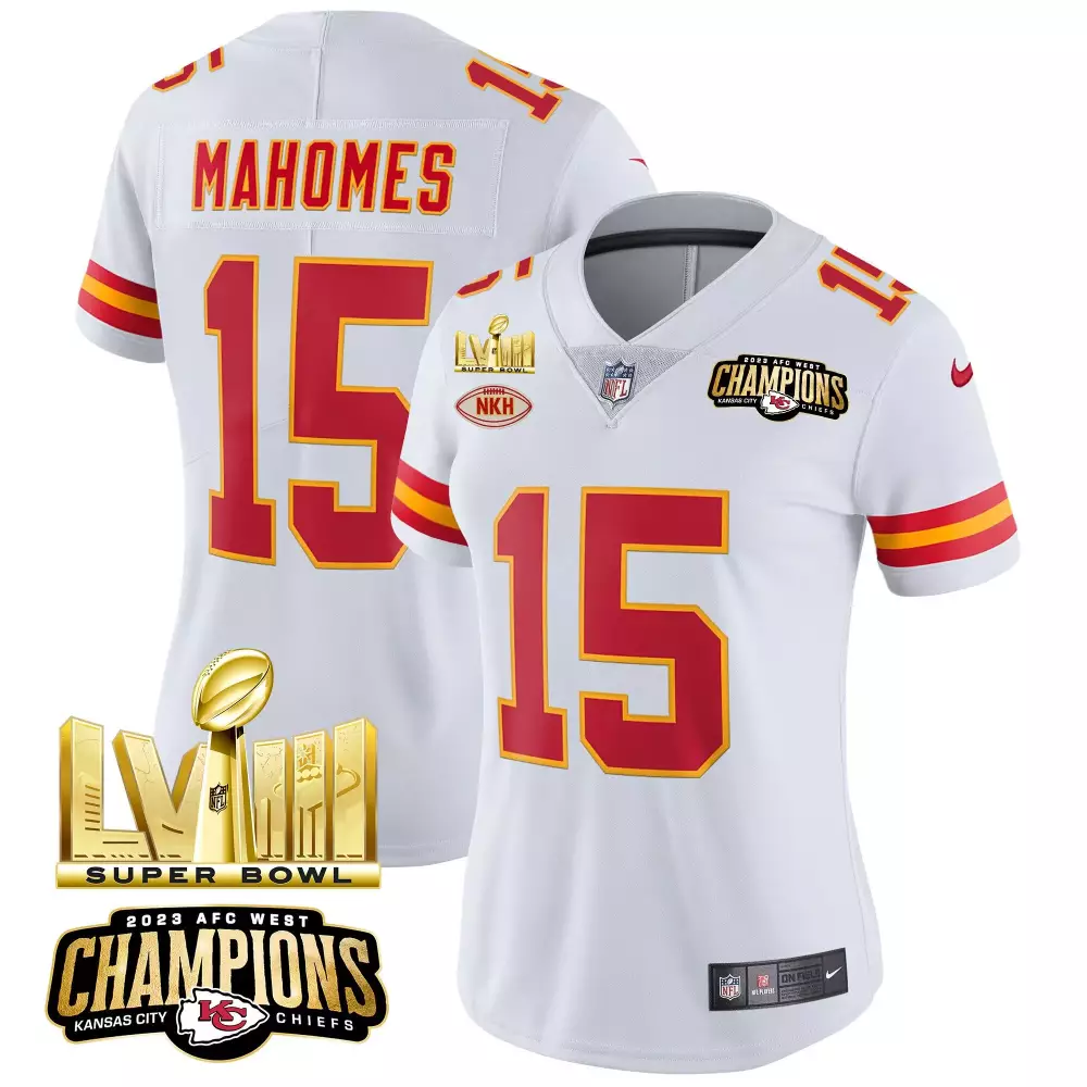 Patrick Mahomes Kansas City Chiefs AFC West Champions Super Bowl LVIII Gold Patch Red Alternate Vapor Jersey | All Stitched | Fan Gear for Men, Women & Youth