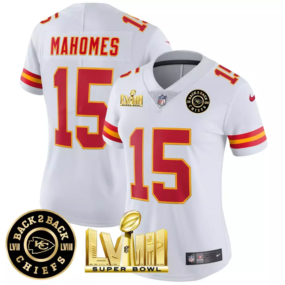 Patrick Mahomes Kansas City Chiefs Super Bowl LVIII Back 2 Back Patch Vapor Jersey V3 | Black & Red Stitched | Limited Edition Fan Gear | For Men, Women & Youth