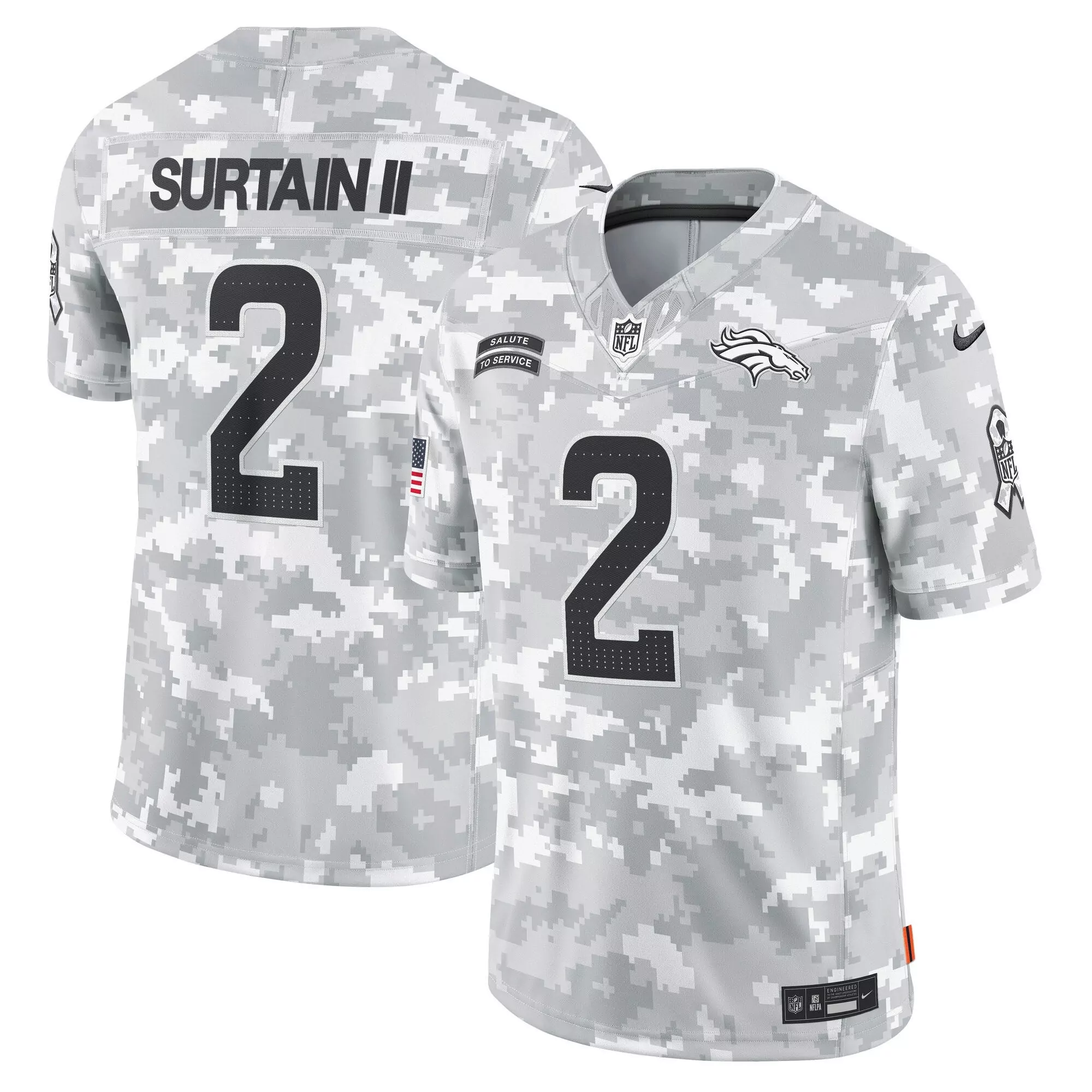 patrick surtain ii men denver broncos 2024 salute to service vapor limited jersey arctic camo all stitched