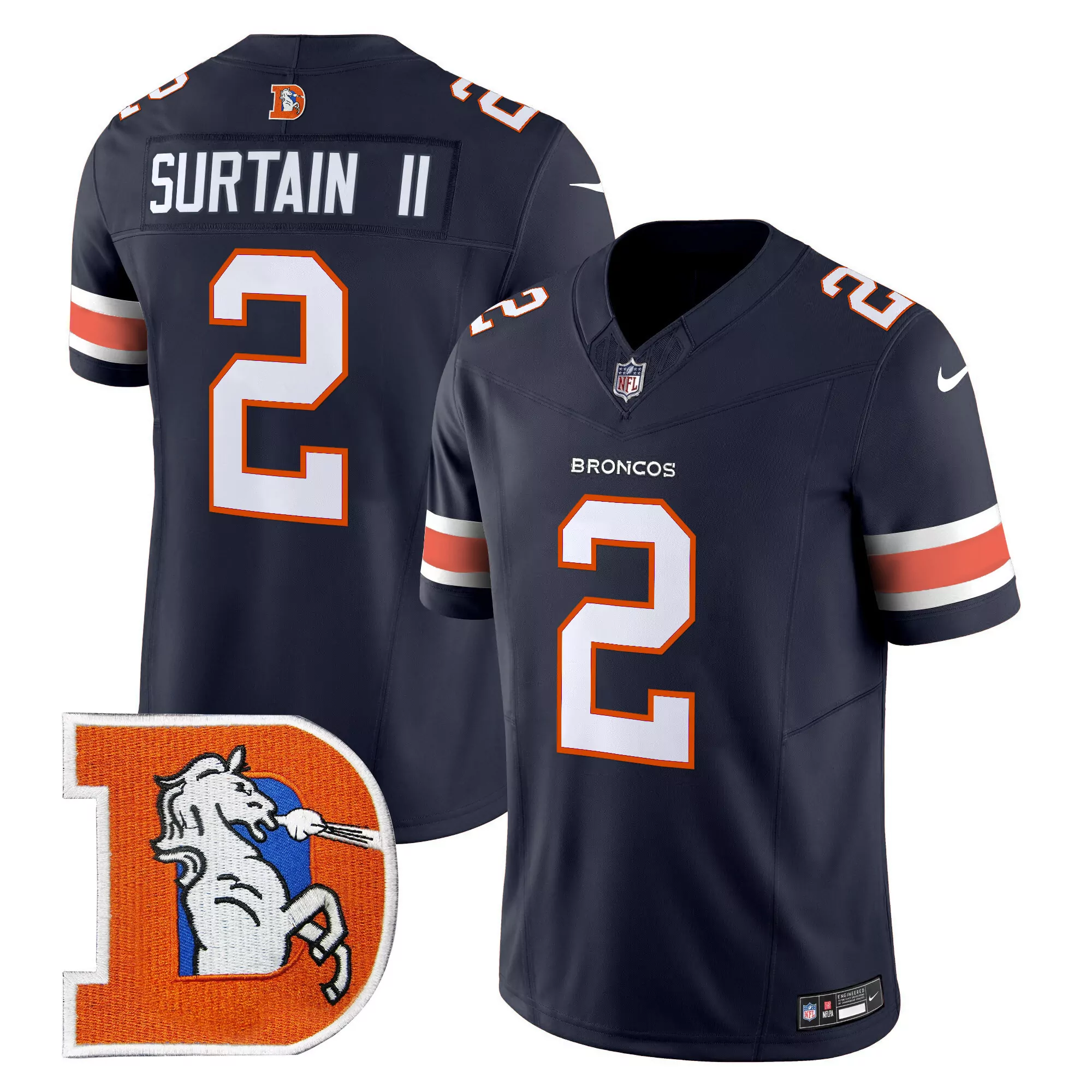 patrick surtain ii navy mens denver broncos throwback vapor limited jersey v2 all stitched