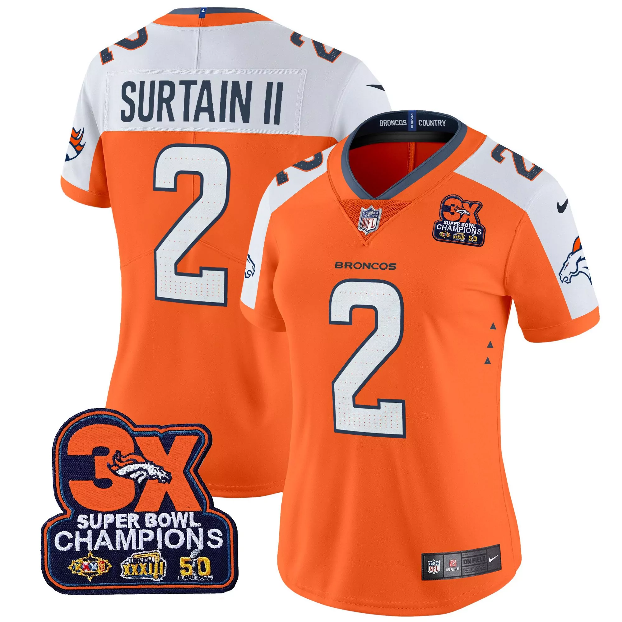 patrick surtain ii orange alternate mens denver broncos throwback vapor limited jersey v2 all stitched