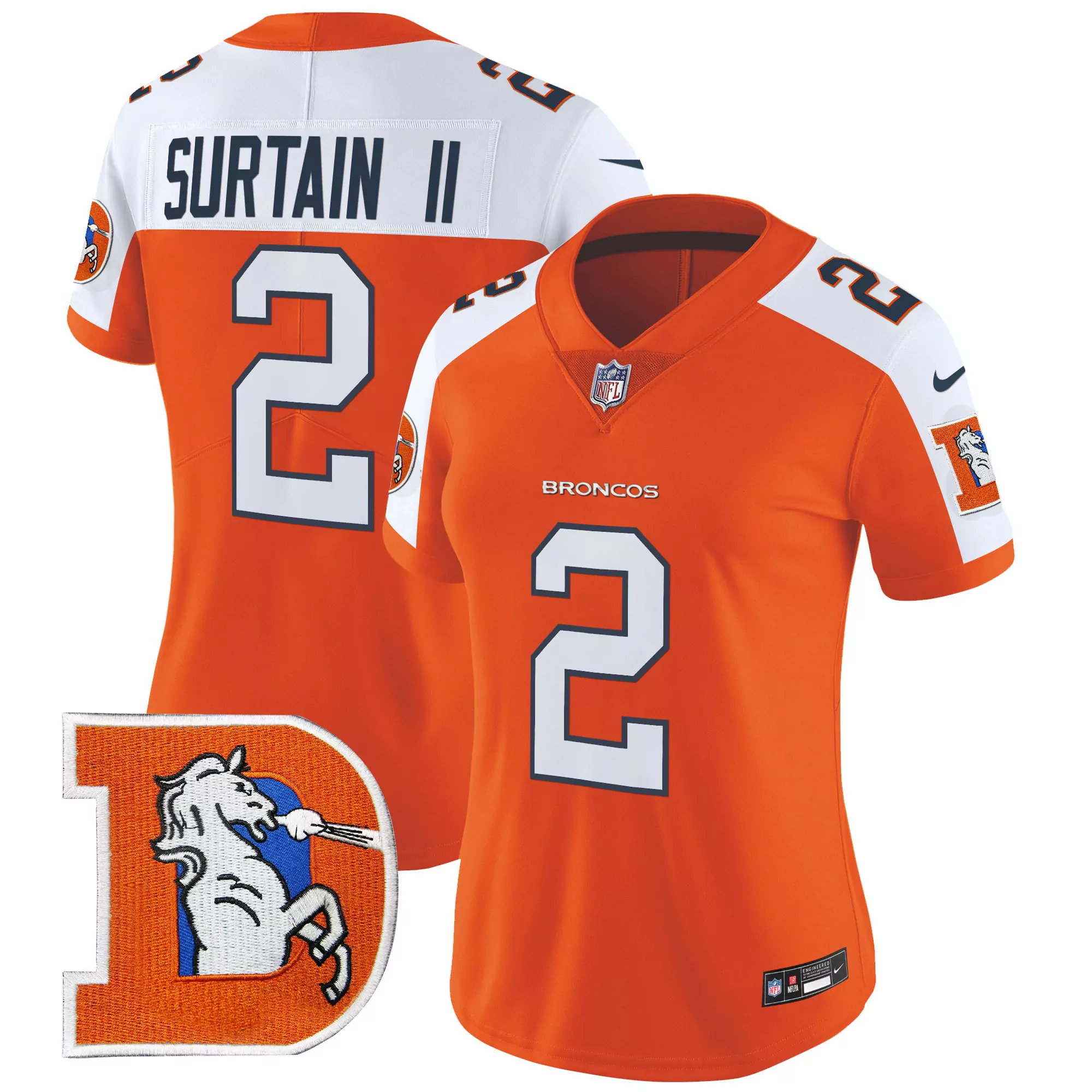 patrick surtain ii orange alternate mens denver broncos throwback vapor limited jersey v2 all stitched