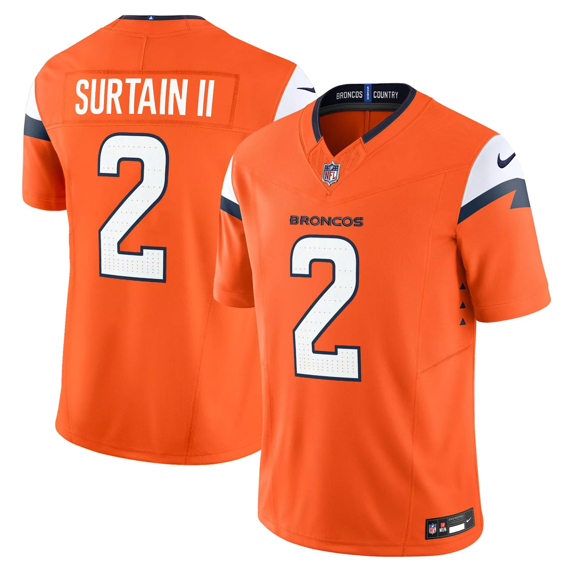 patrick surtain ii orange mens denver broncos 2024 vapor limited jersey all stitched