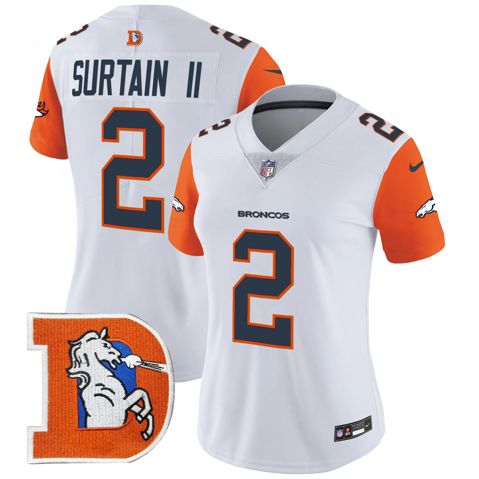 patrick surtain ii orange sleeves mens denver broncos throwback vapor limited jersey v2 all stitched