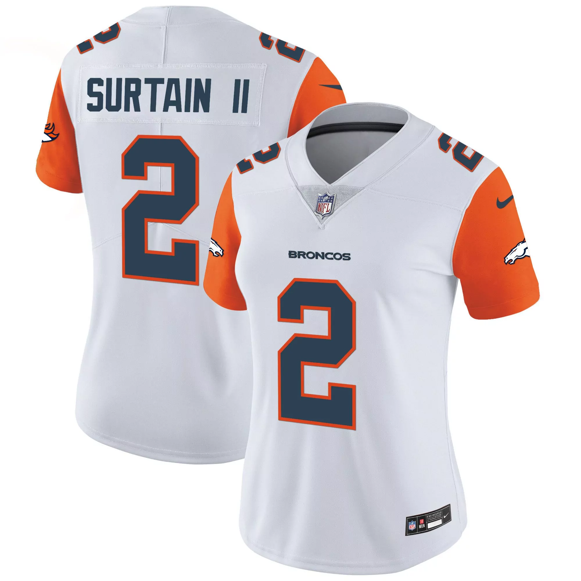 patrick surtain ii orange sleeves mens denver broncos throwback vapor limited jersey v2 all stitched