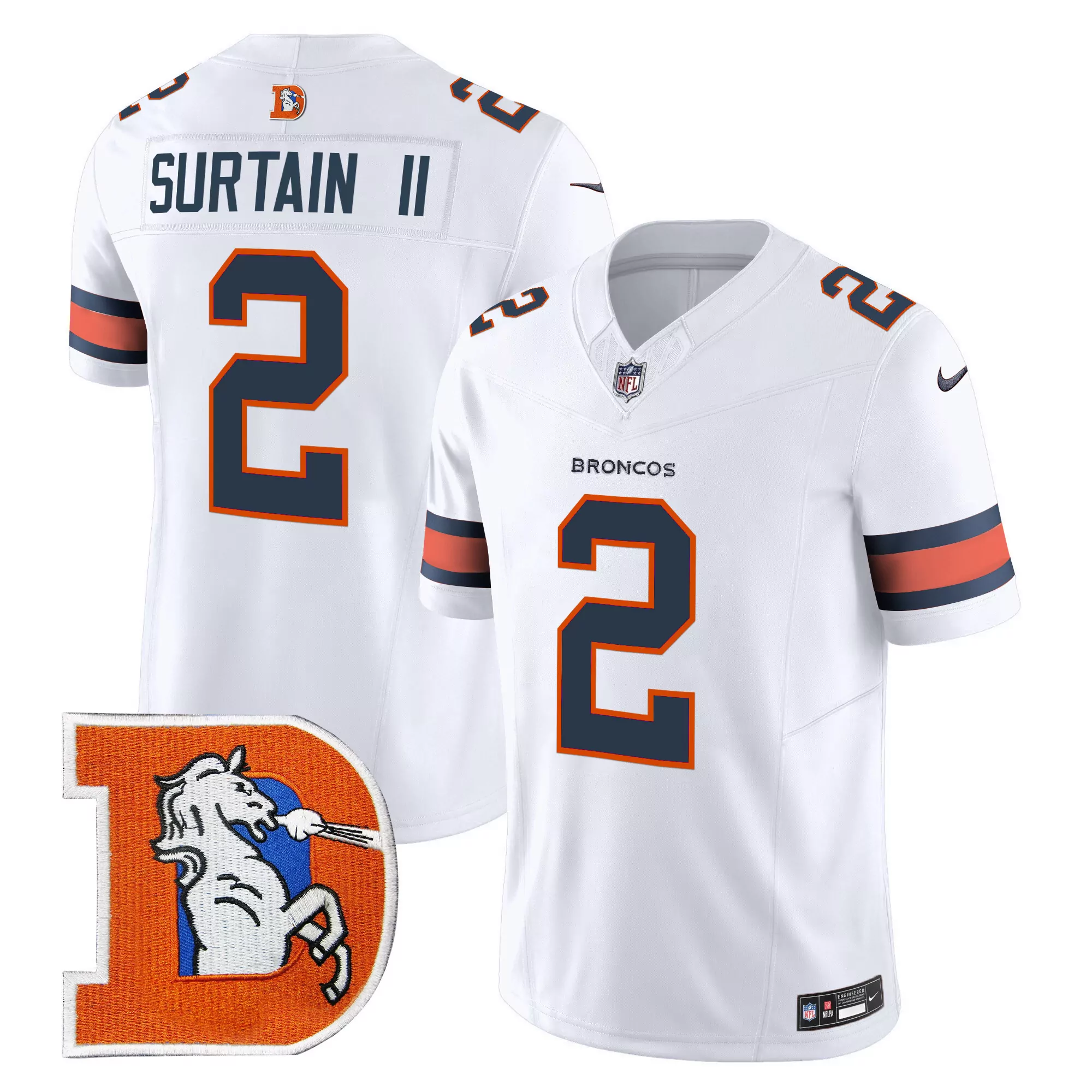 patrick surtain ii white mens denver broncos throwback vapor limited jersey v2 all stitched