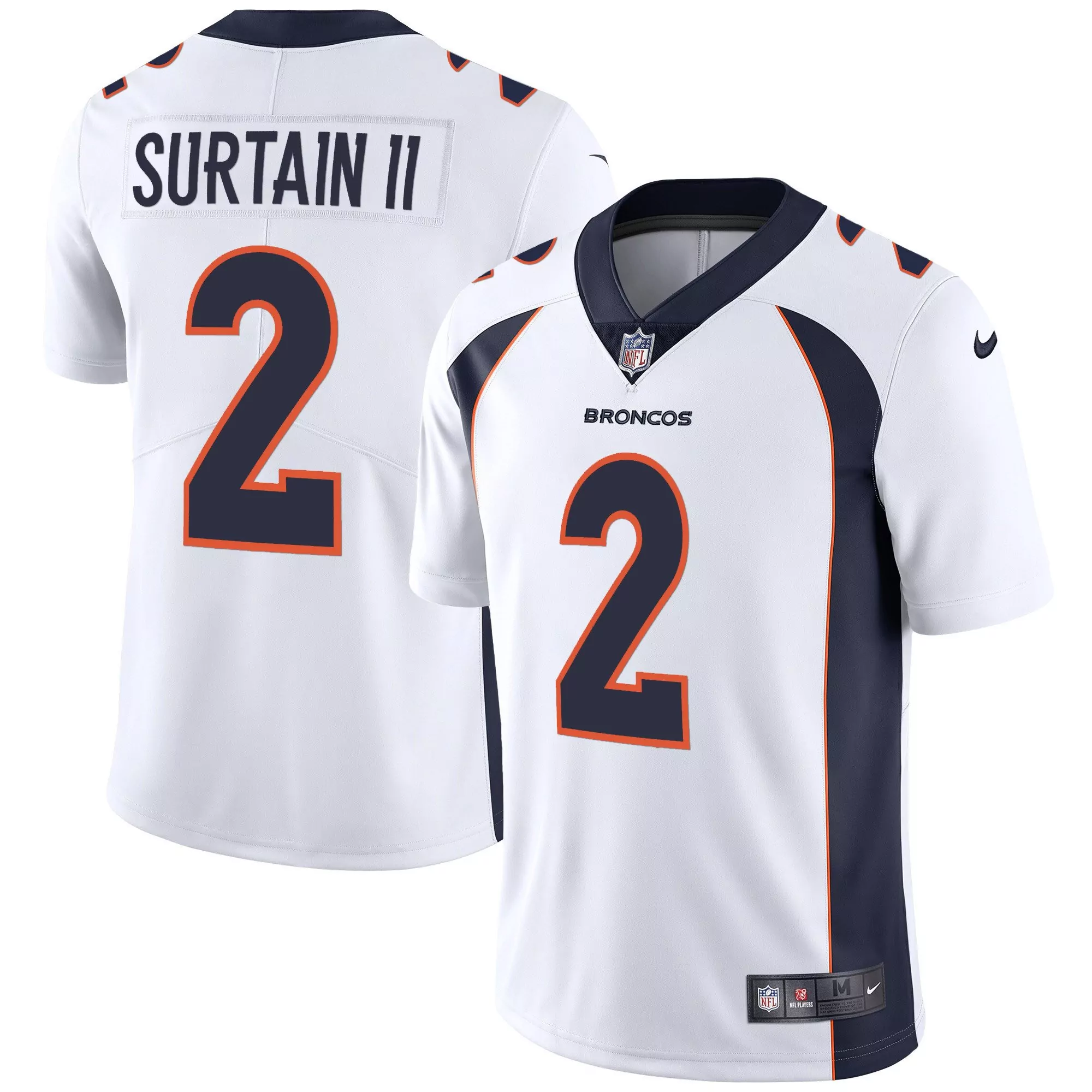 patrick surtain ii white mens denver broncos throwback vapor limited jersey v2 all stitched