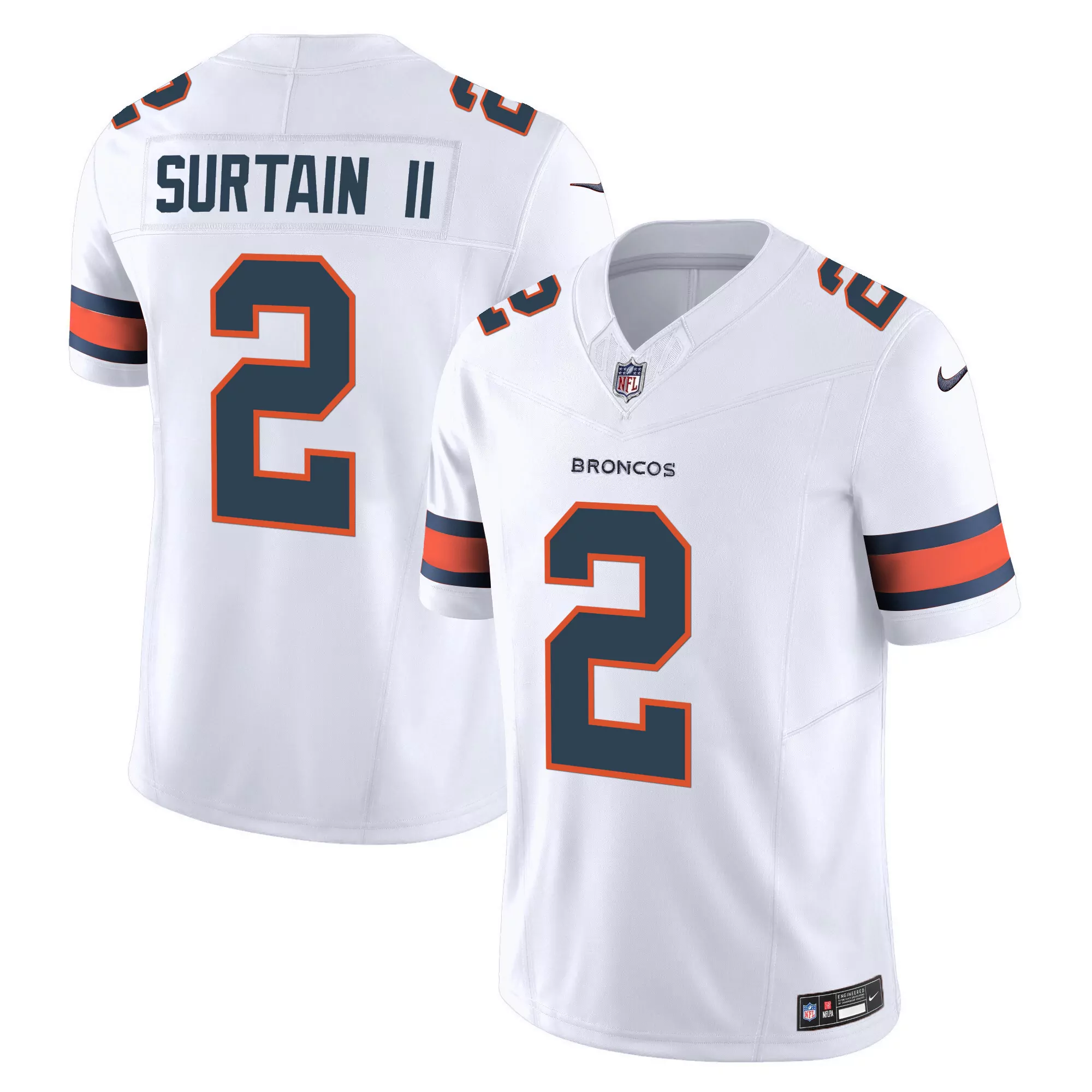 patrick surtain ii white mens denver broncos throwback vapor limited jersey v2 all stitched