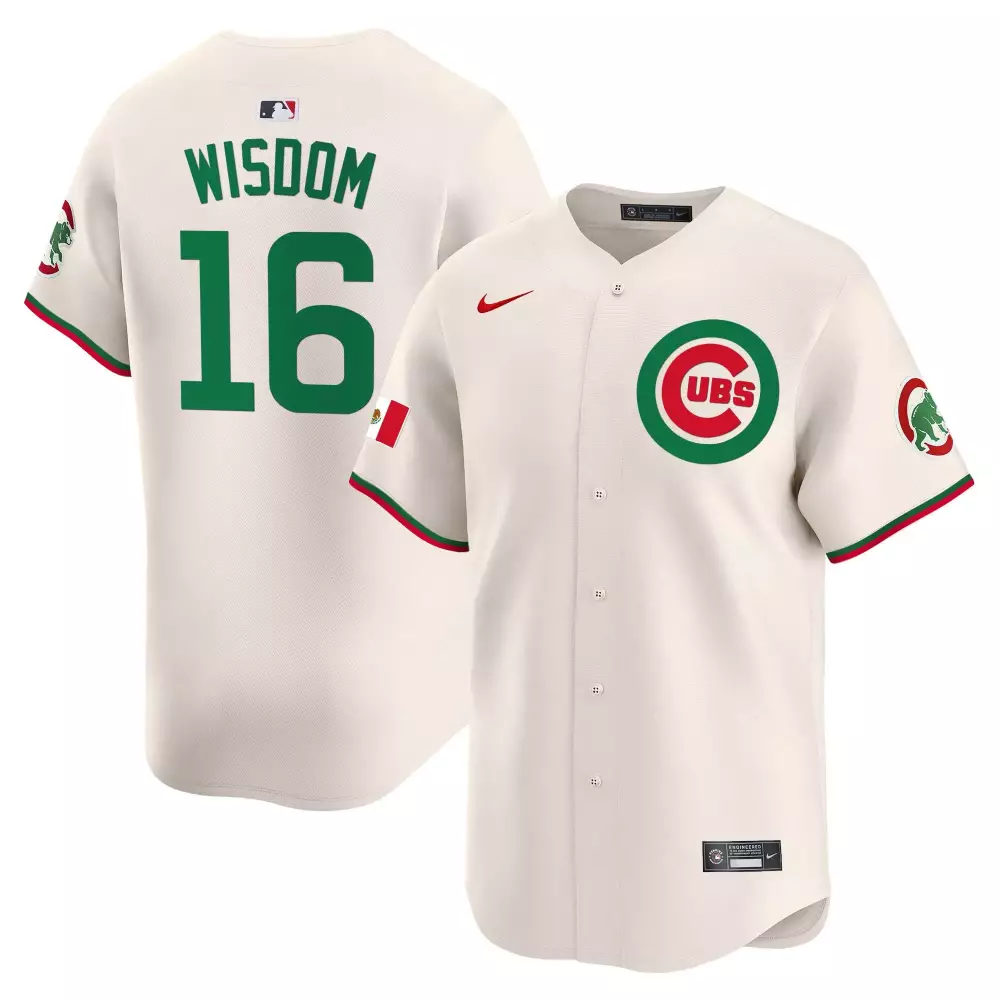 Patrick Wisdom Cream Men's Cubs Mexico Illinois Patch Jersey | Vapor Premier Limited Edition | Fan Gear for Men, Women & Youth
