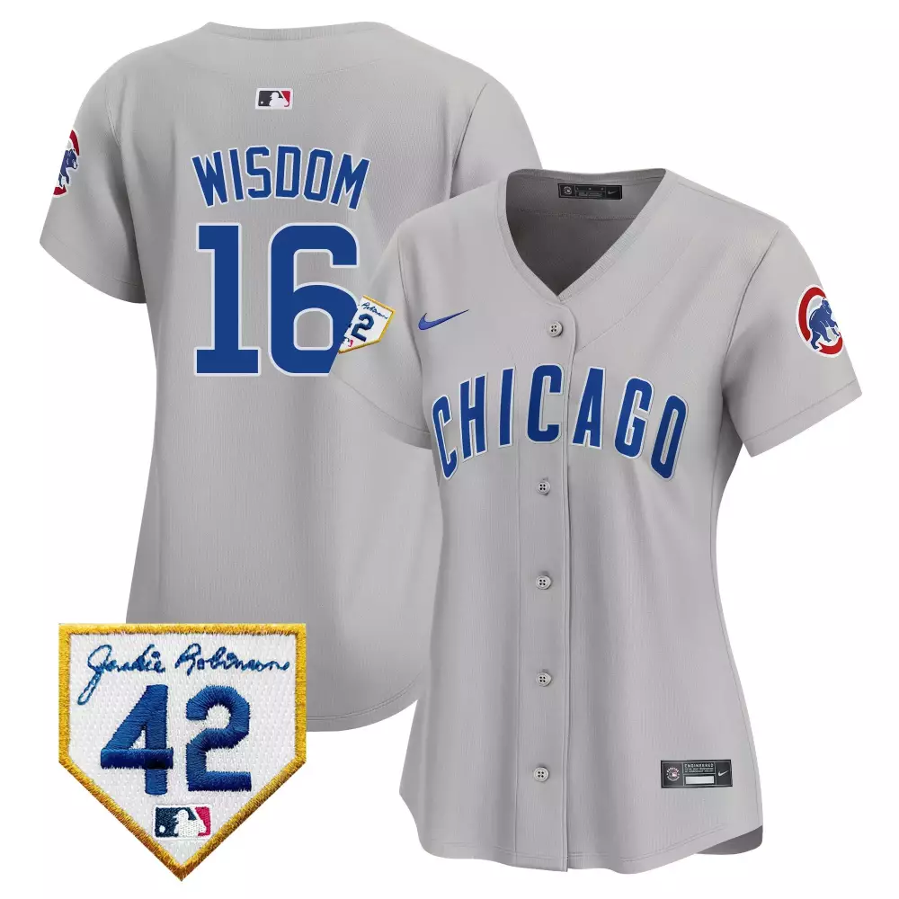 Patrick Wisdom Gray Road Women's Cubs Jackie Robinson Patch Jersey V2 | Vapor Premier Limited Edition | Fan Gear for Men, Women & Youth