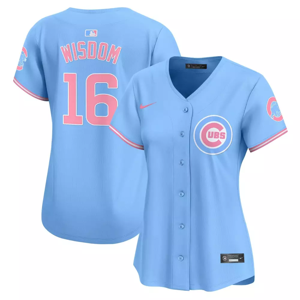 Wisdom Chicago Cubs Light Blue Women's Jersey | Bubblegum Pink Vapor Premier Limited Edition | Fan Gear for Men, Women & Youth