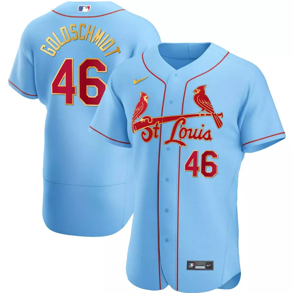 paul goldschmidt light blue mens st louis cardinals cool base gold trim jersey all stitched