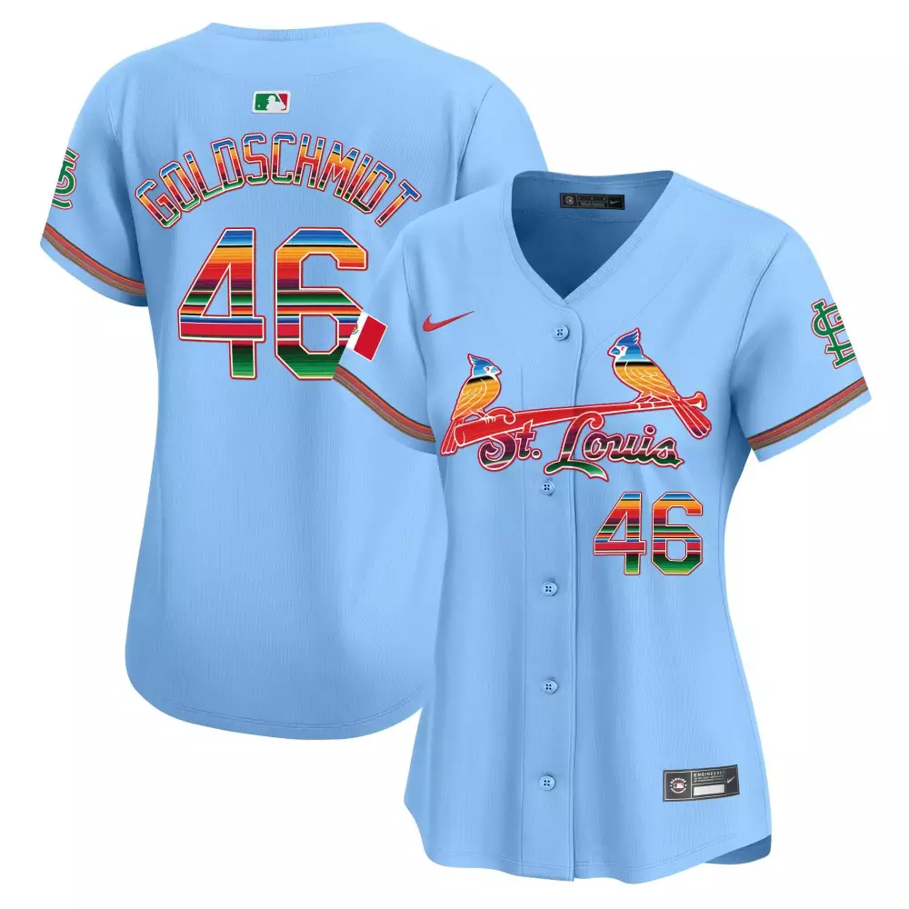 paul goldschmidt light blue mens st louis cardinals cool base gold trim jersey all stitched