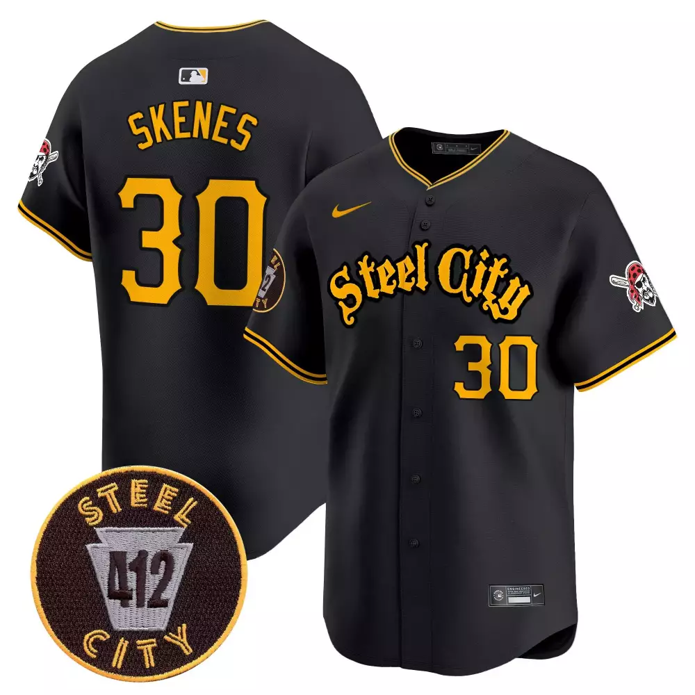 paul skenes black mens pittsburgh pirates 412 patch vapor premier limited jersey v3 all stitched