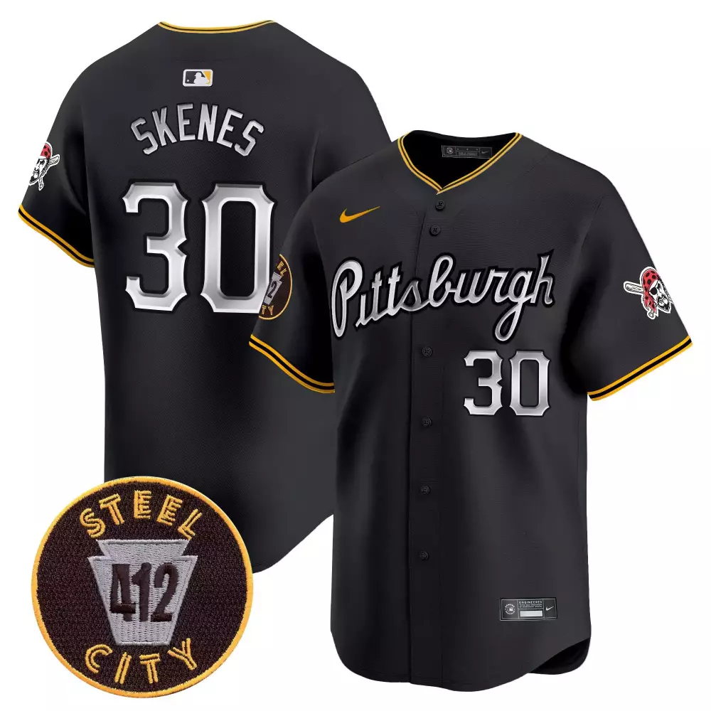 paul skenes black mens pittsburgh pirates 412 patch vapor premier limited jersey v3 all stitched
