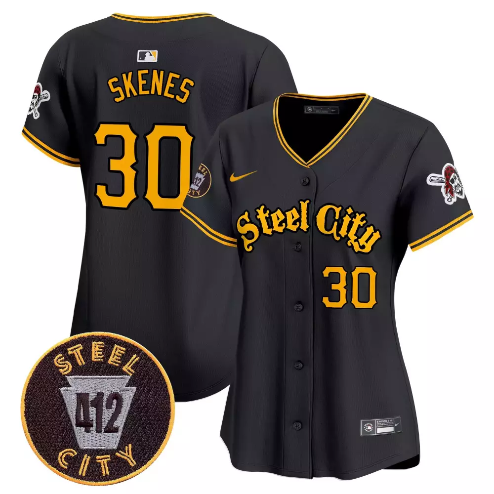 paul skenes black womens pittsburgh pirates 412 patch vapor premier limited jersey v5 all stitched