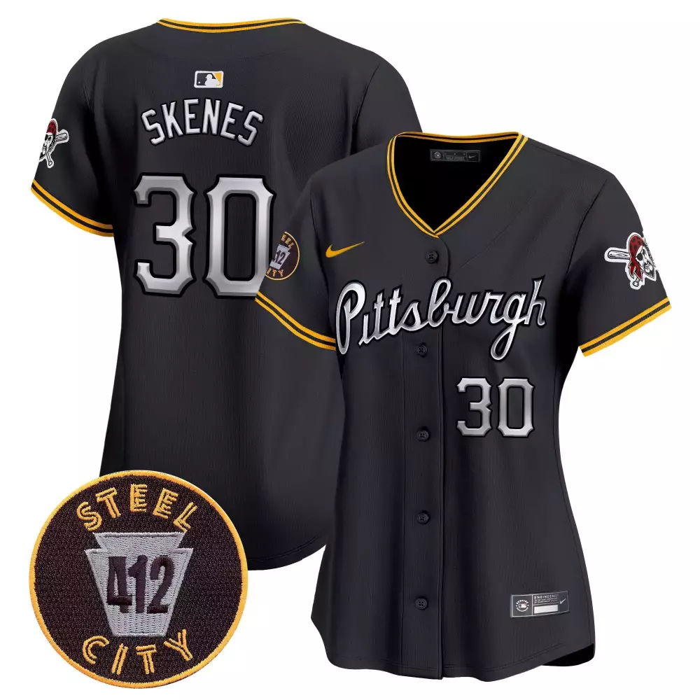 paul skenes black womens pittsburgh pirates 412 patch vapor premier limited jersey v5 all stitched