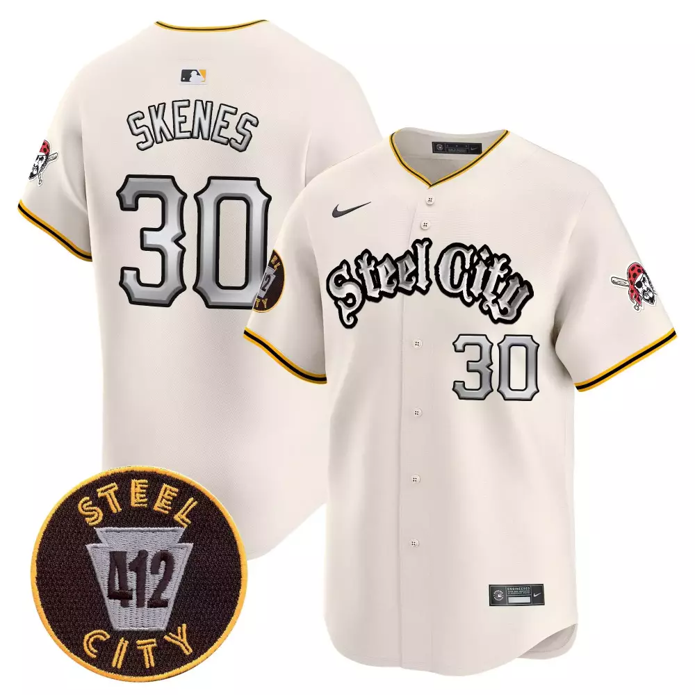 paul skenes cream mens pittsburgh pirates 412 patch vapor premier limited jersey v2 all stitched