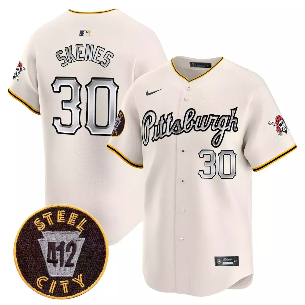 paul skenes cream mens pittsburgh pirates 412 patch vapor premier limited jersey v7 all stitched