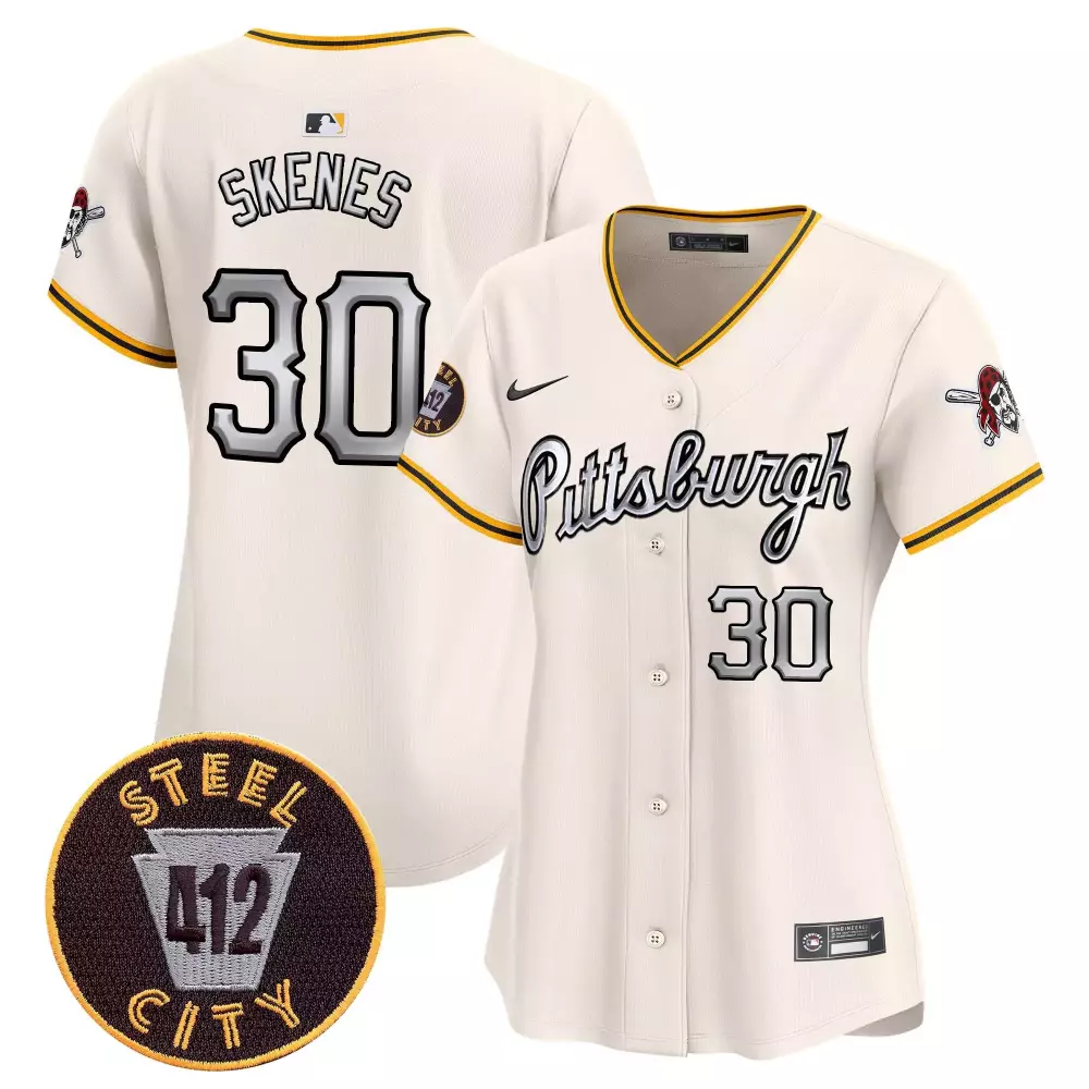 paul skenes cream womens pittsburgh pirates 412 patch vapor premier limited jersey v7 all stitched