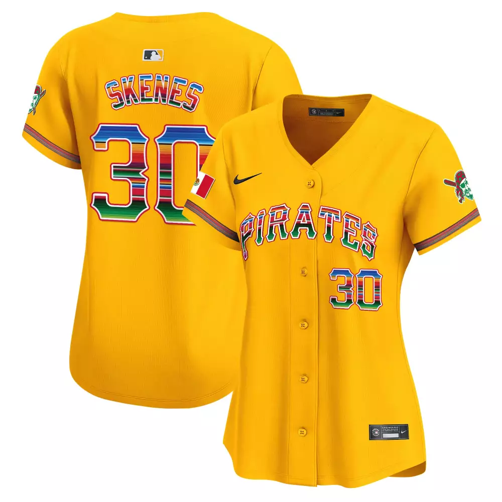 paul skenes gold womens pittsburgh pirates 412 patch vapor premier limited jersey v6 all stitched