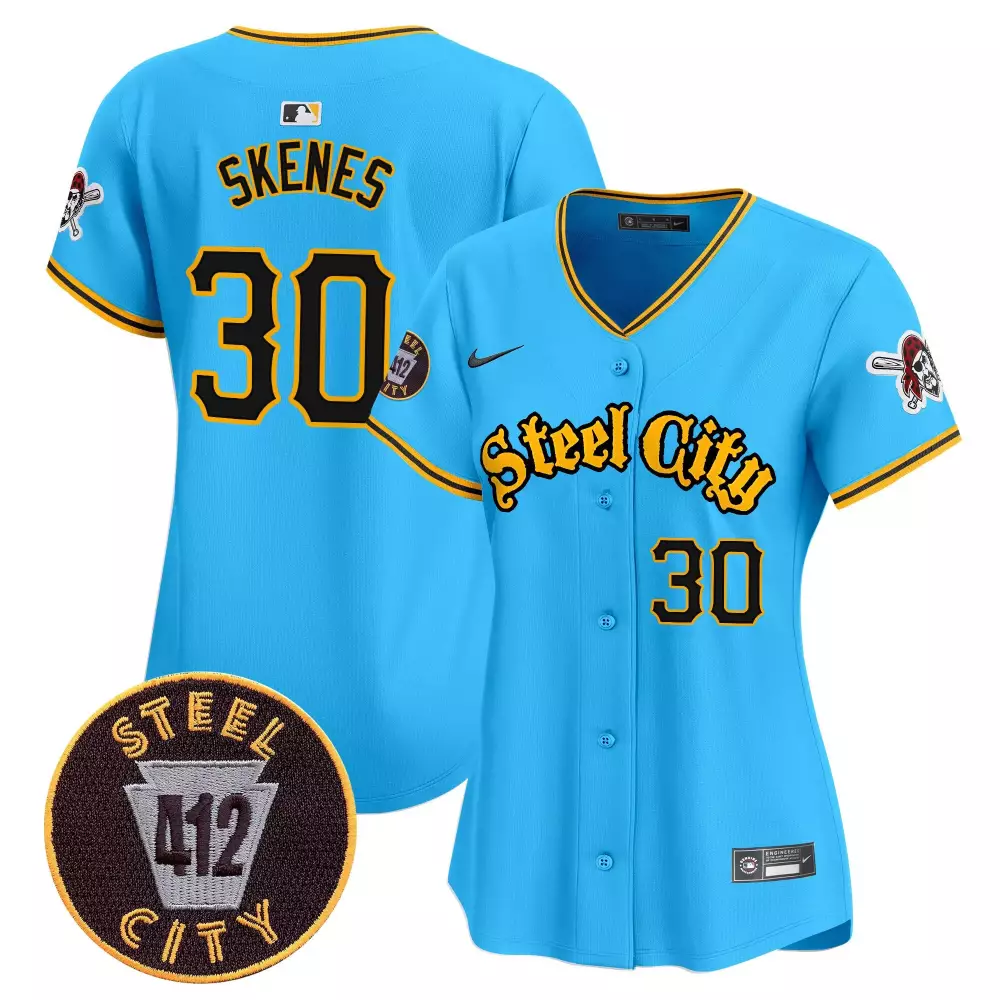 paul skenes light blue womens pittsburgh pirates 412 patch vapor premier limited jersey all stitched