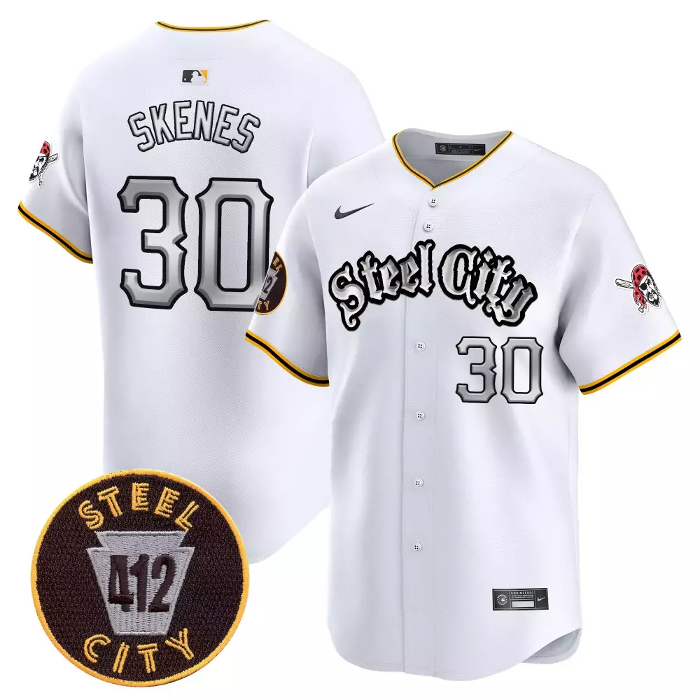 paul skenes white mens pittsburgh pirates 412 patch vapor premier limited jersey v2 all stitched