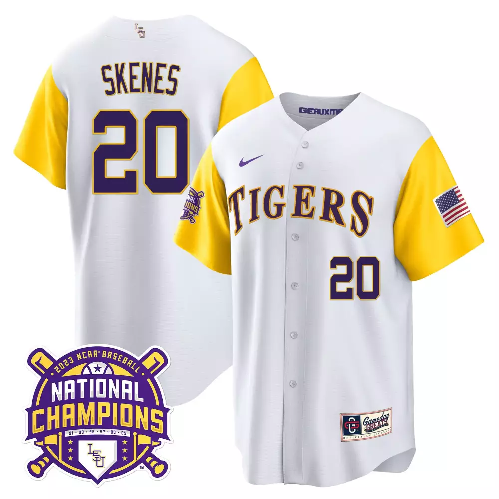 paul skenes white pinstripe mens lsu tigers college baseball world series jersey v2 all stitched