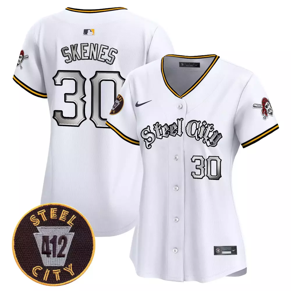 paul skenes white womens pittsburgh pirates 412 patch vapor premier limited jersey all stitched