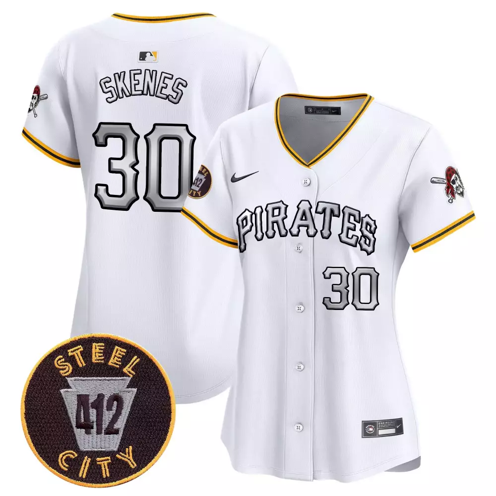 paul skenes white womens pittsburgh pirates 412 patch vapor premier limited jersey all stitched