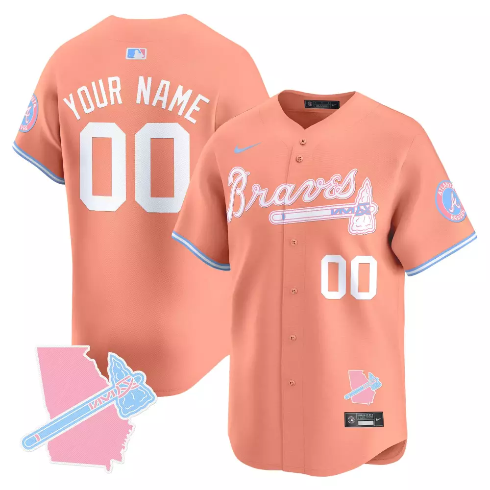 peach men atlanta braves atliens peach vapor premier limited custom jersey all stitched