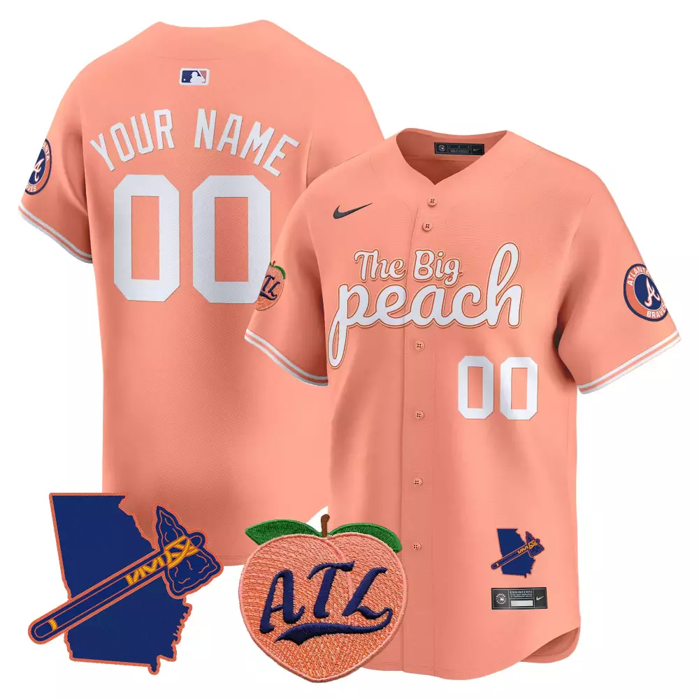 peach men atlanta braves atliens peach vapor premier limited custom jersey all stitched