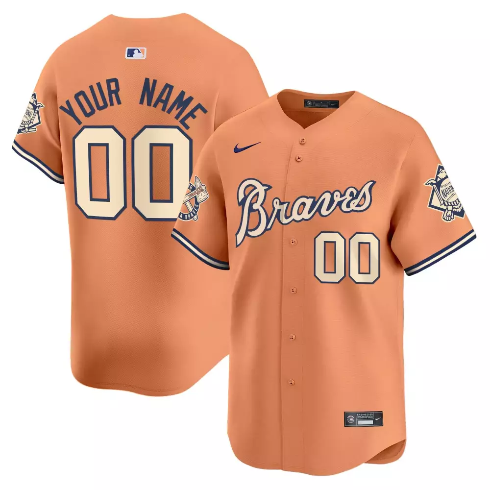 peach youth atlanta braves the big peach vapor premier limited custom jersey all stitched