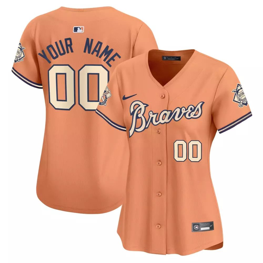 peach youth atlanta braves the big peach vapor premier limited custom jersey all stitched