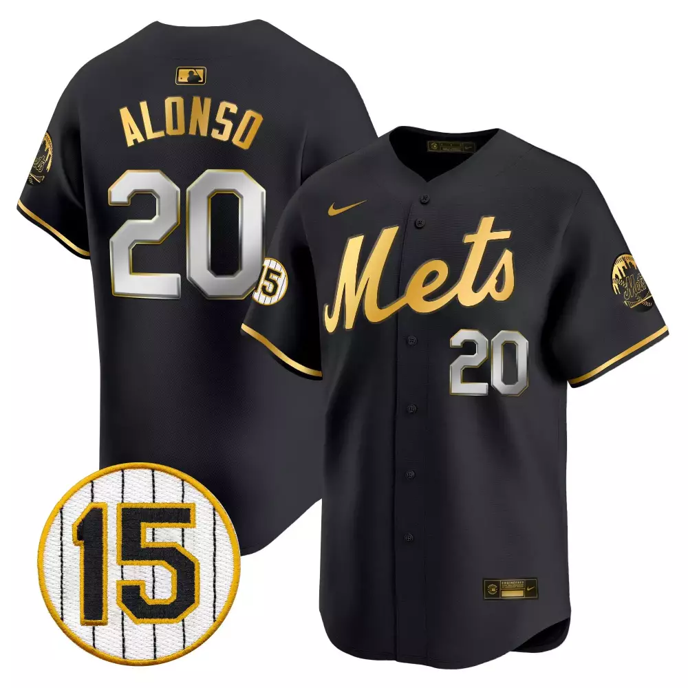 pete alonso black gold mens new york mets darryl strawberry patch vapor premier limited jersey all stitched