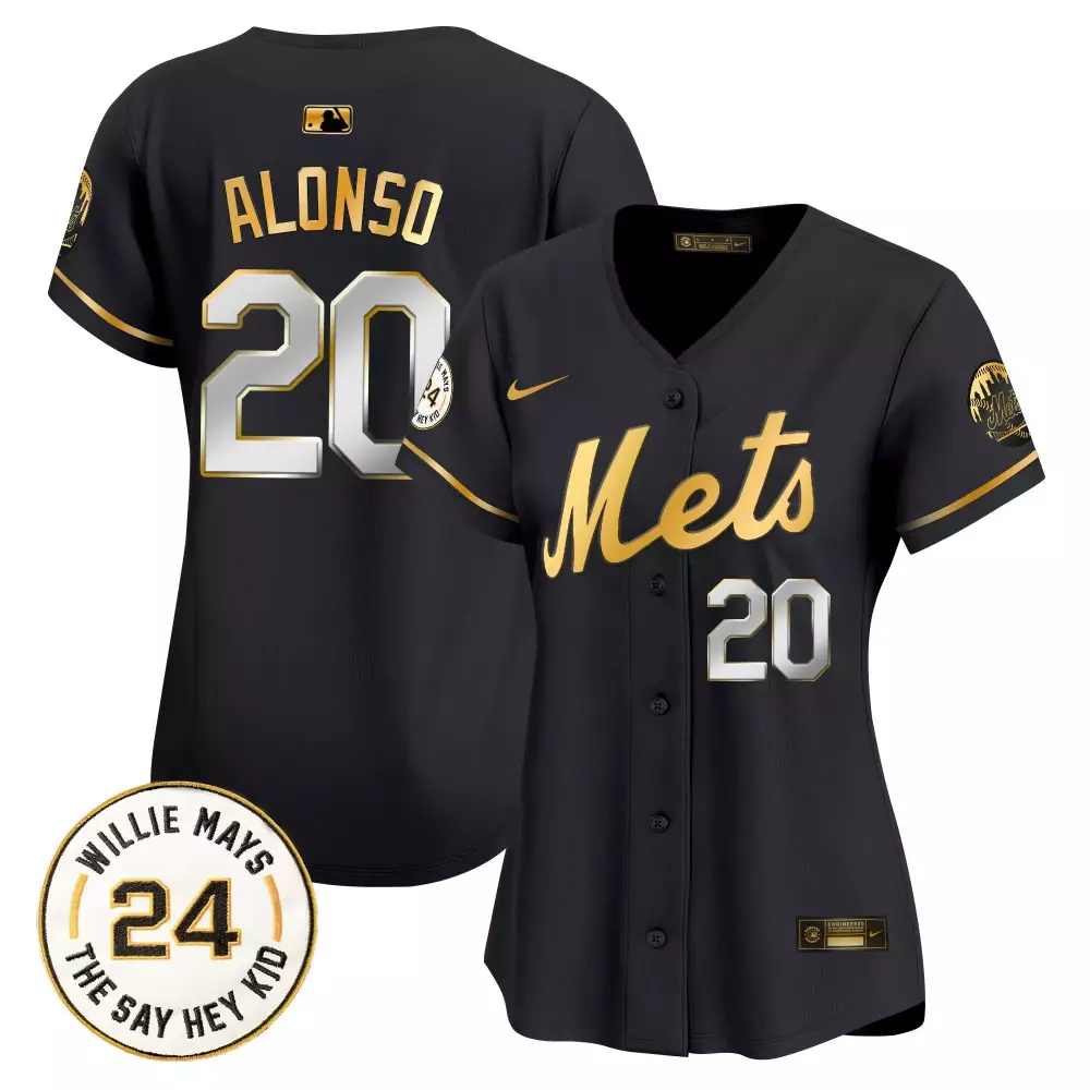 pete alonso black gold womens new york mets jerry grote patch vapor premier limited jersey all stitched