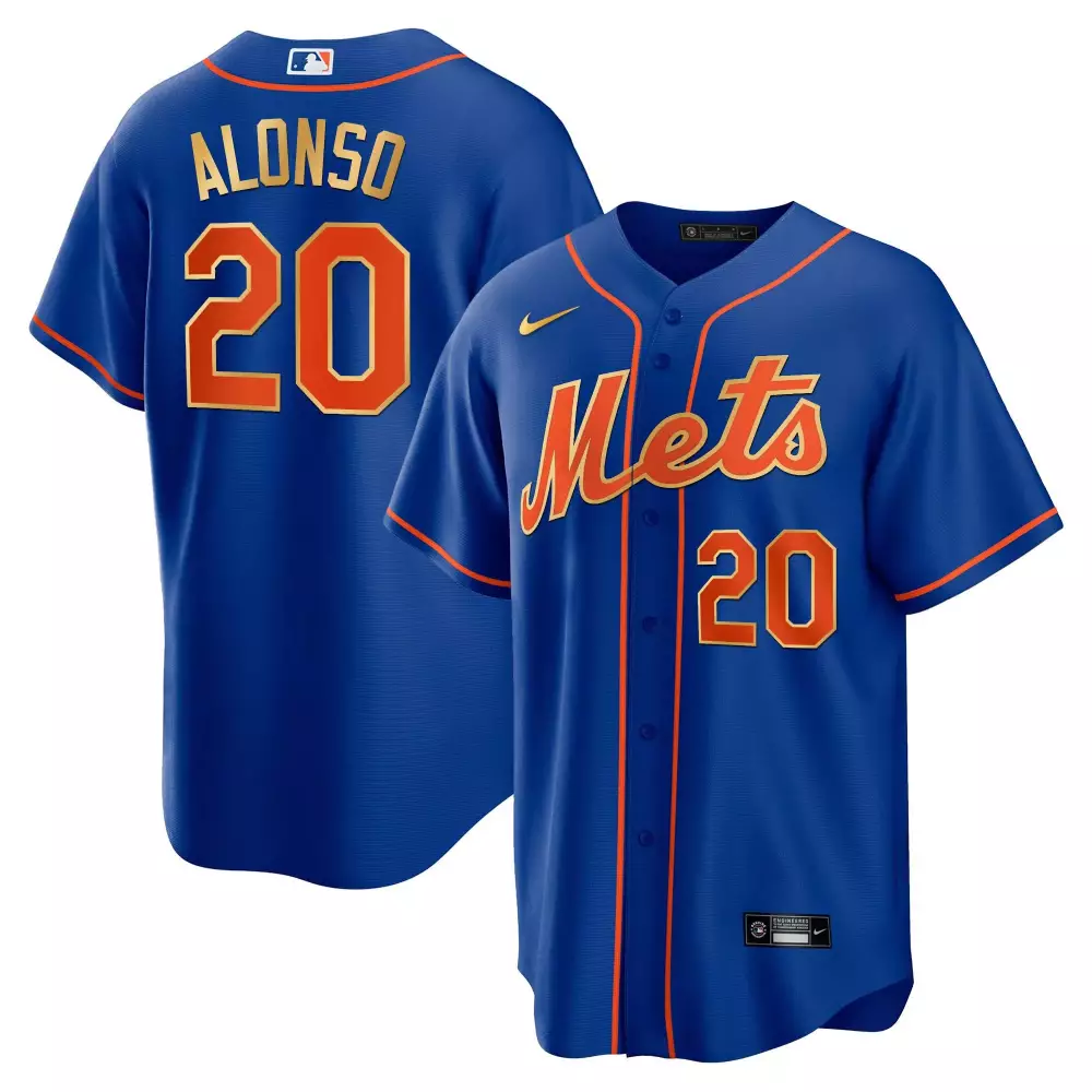 pete alonso cool navy mens new york mets gold trim jersey all stitched