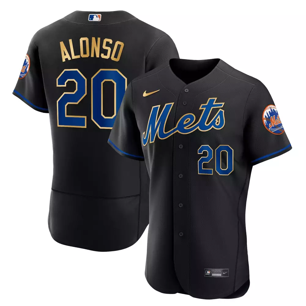 pete alonso flex black limited mens new york mets black limited gold jersey all stitched