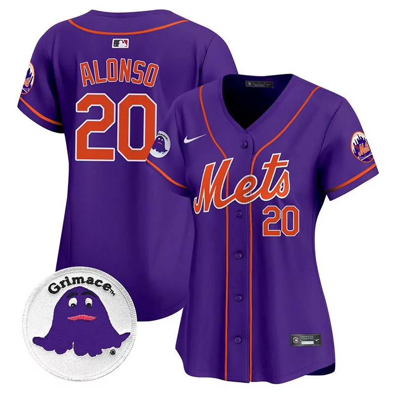 pete alonso purple womens new york mets grimace vapor premier limited jersey all stitched