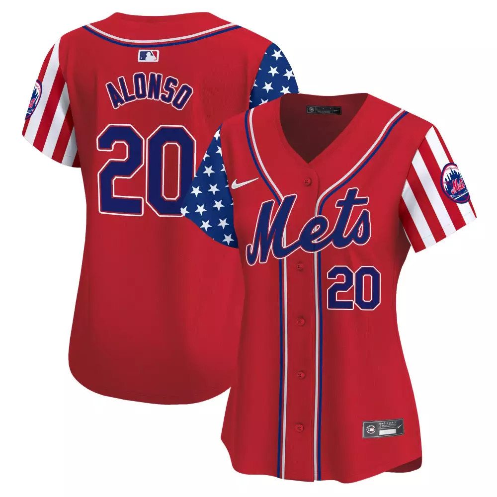 pete alonso red womens new york mets 2024 independence day vapor premier limited jersey all stitched