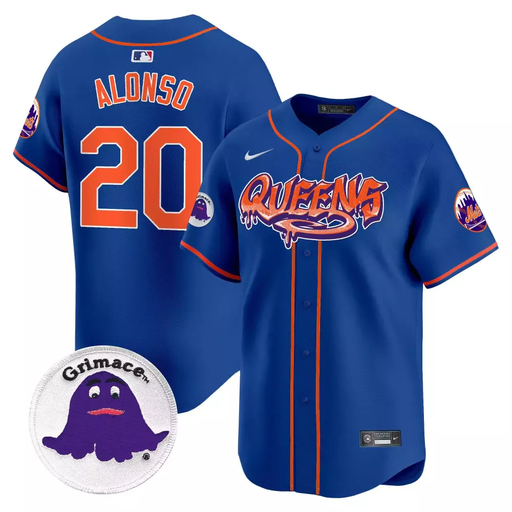 pete alonso royal mens new york mets mr met patch vapor premier limited jersey all stitched